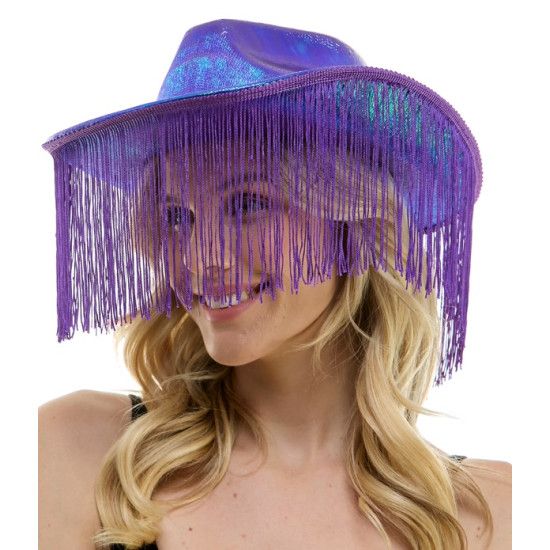 IRIDESCENT PURPPLE FRINGE COWBOY HAT