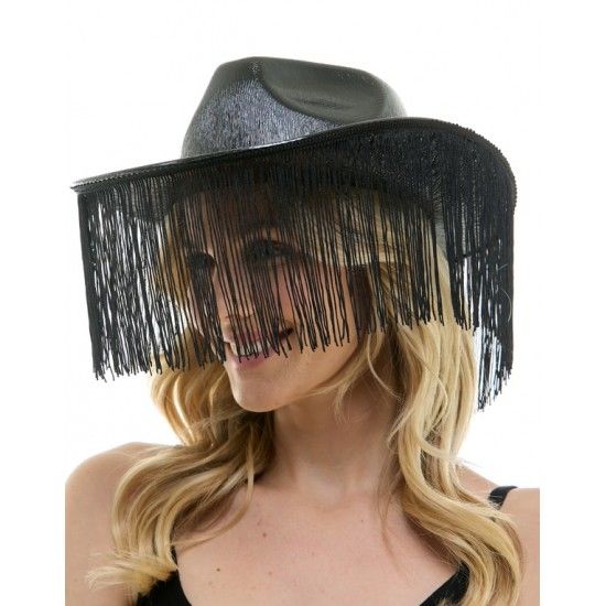 BLACK FRINGE COWBOY HAT
