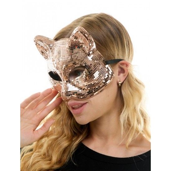 ROSE GOLD MIRROR CAT MASK