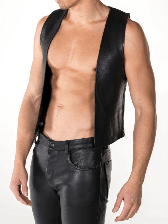 Full Kit Classic Leather Bar Vest Black, Size: Small