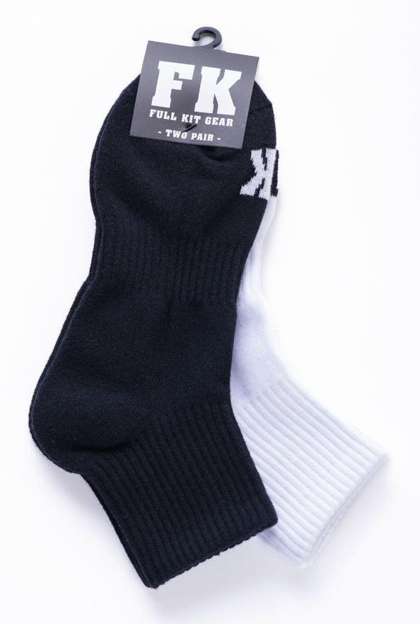 Full Kit Sport Ankle Sock 2-Pack Solid Black & Solid White One-Size Full Kit Sport Ankle Sock 2-Pack Solid Black & Solid White One-Size