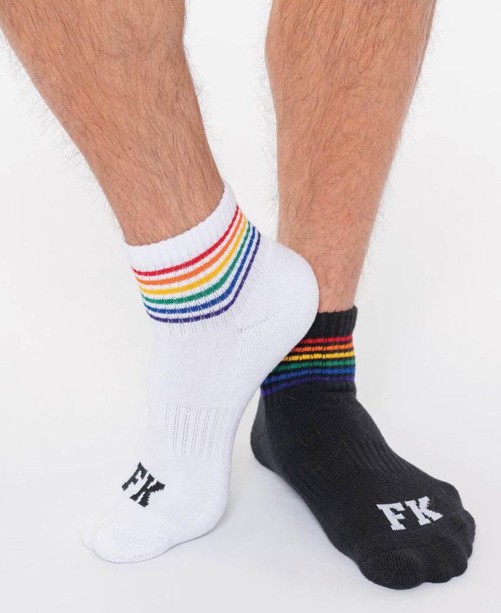 Full Kit Sport Rainbow Ankle Sock 2-Pack Black & White One-Size