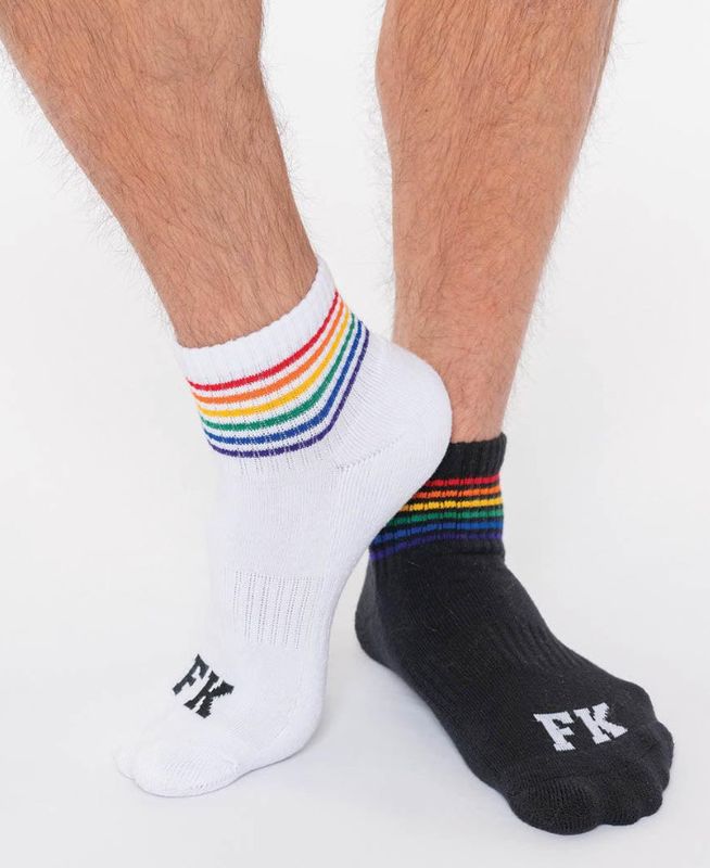 Full Kit Sport Rainbow Ankle Sock 2-Pack Black & White One-Size