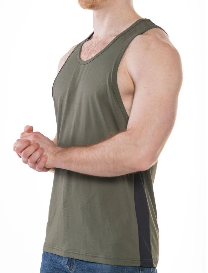 Full Kit Sport Race Point Tank Top Olive & Black, Size: Small