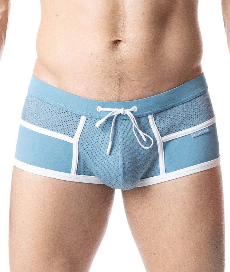 NASTY PIG OVERLAY SQUARE CUT LIGHT TEAL/WHITE, Size: SMALL