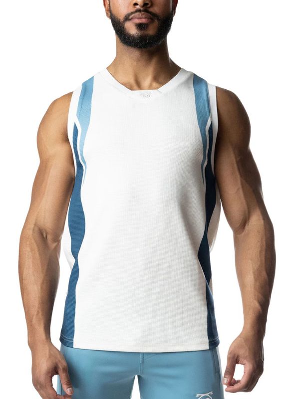 NASTY PIG STRIDE TANK TOP WHITE/LIGHT TEAL/DARK TEAL