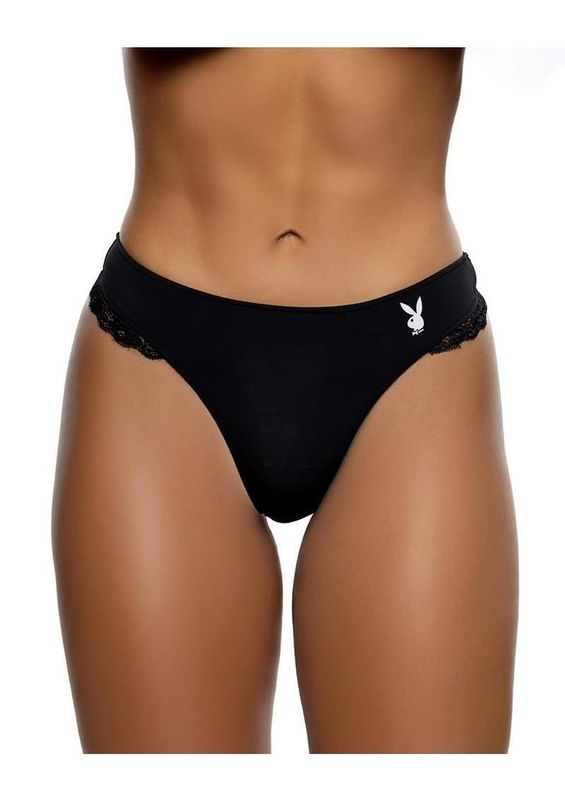 PLAYBOY ULTRA SOFT PANTY BLK/WHT
