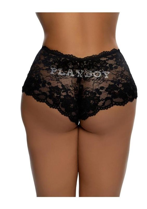 PLAYBOY SWEET CHEEKS BUNNY PANTY BLACK OS