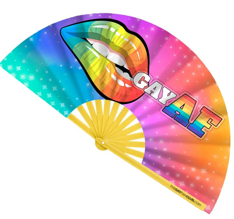 GAY FAN CLUB GAY AF UV BAMBOO CLACK FAN
