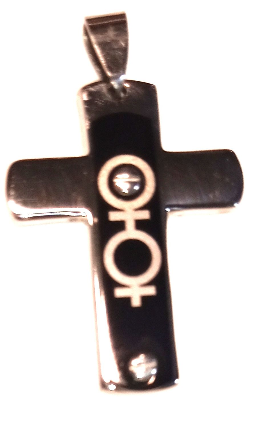 DOUBLE FEMALE SYMBOL ON CROSS PENDENT DOUBLE FEMALE SYMBOL ON CROSS PENDENT