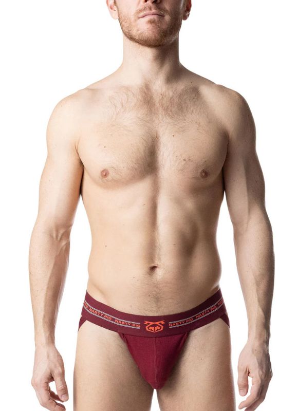 NASTY PIG CORE JOCK STRAP 3.0 ARMY BURGUNDY/VIBRANT ORANGE/WHITE