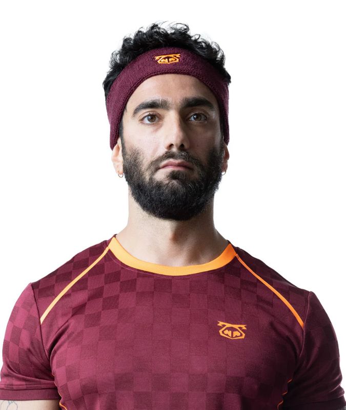 NASTY PIG SNOUT SWEAT BAND BURGUNDY & VIBRANT ORANGE OSFA