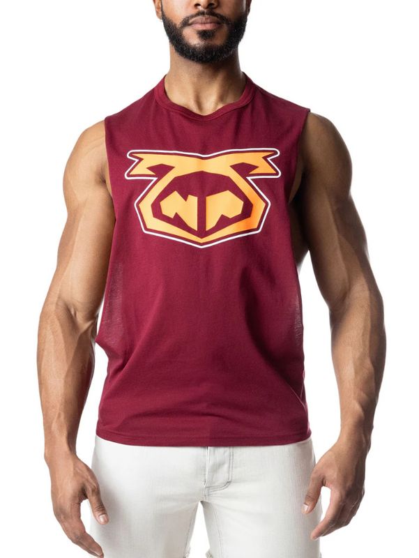 NASTY PIG BRANDMARK SHREDDER TANK TOP 3.0 BURGUNDY/VIBRANT ORANGE