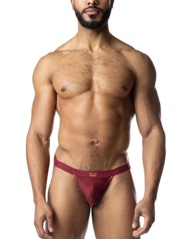 NASTY PIG RIVAL JOCK STRAP BURGUNDY/VIBRANT ORANGE