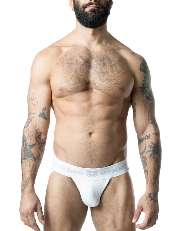 NASTY PIG CORE JOCK STRAP WHITE/GREY NASTY PIG CORE JOCK STRAP WHITE/GREY