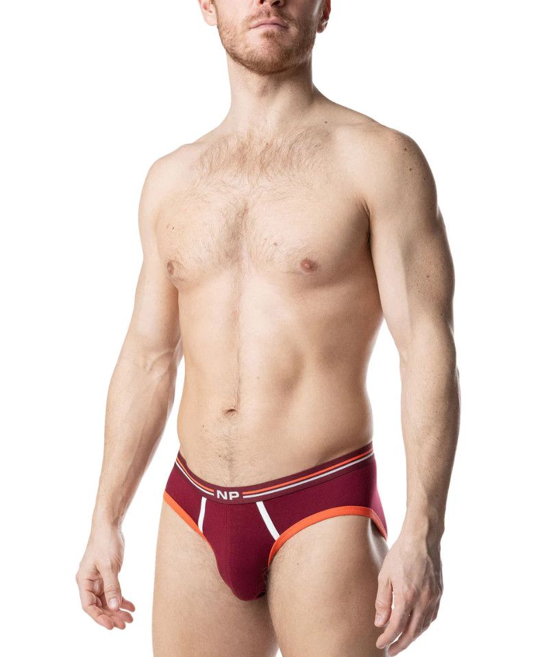 NASTY PIG RIVAL CLASSIC BRIEF BURGUNDY/VIBRANT ORANGE/WHITE NASTY PIG RIVAL CLASSIC BRIEF BURGUNDY/VIBRANT ORANGE/WHITE, Size: SMALL