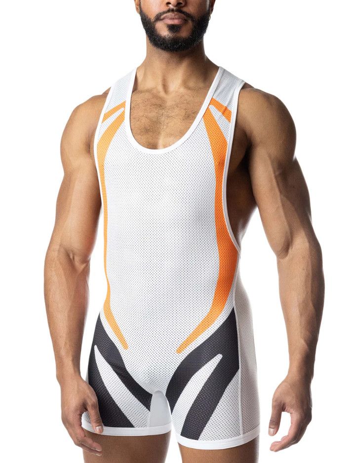 NASTY PIG HYPER SINGLET WHITE/VIBRANT ORANGE/BLACK NASTY PIG HYPER SINGLET WHITE/VIBRANT ORANGE/BLACK, Size: SMALL