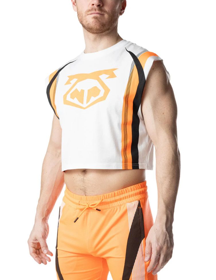 NASTY PIG HYPER CROP TOP WHITE/VIBRANT ORNAGE/BLACK NASTY PIG HYPER CROP TOP WHITE/VIBRANT ORNAGE/BLACK, Size: SMALL
