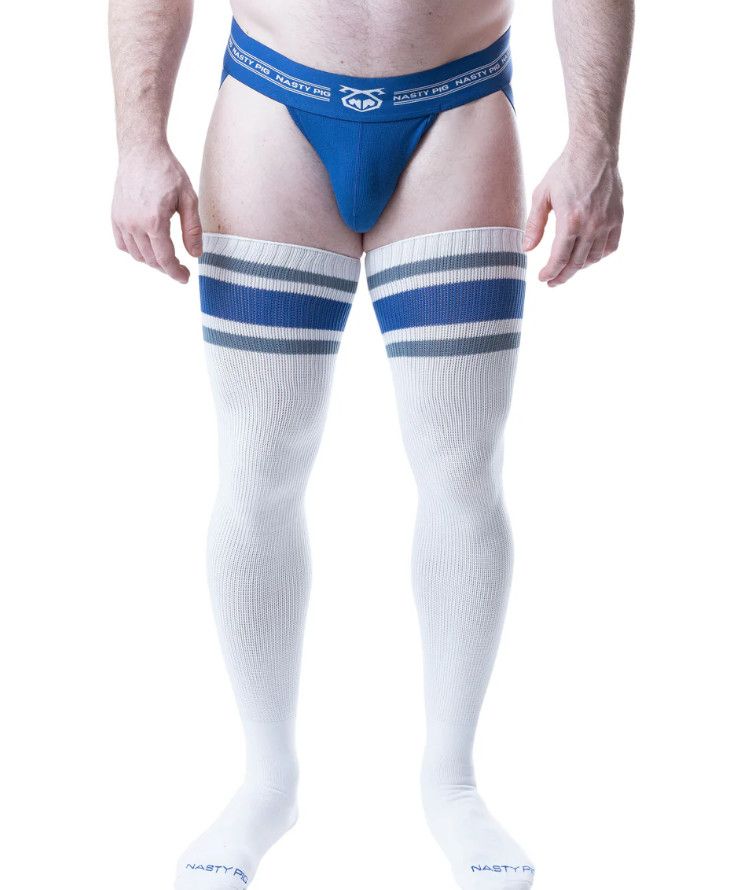 NASTY PIG HOOK'D UP THIGH HIGH SOCKS WHITE/QUARTZ BLUE/MIRAGE BLUE OSFA