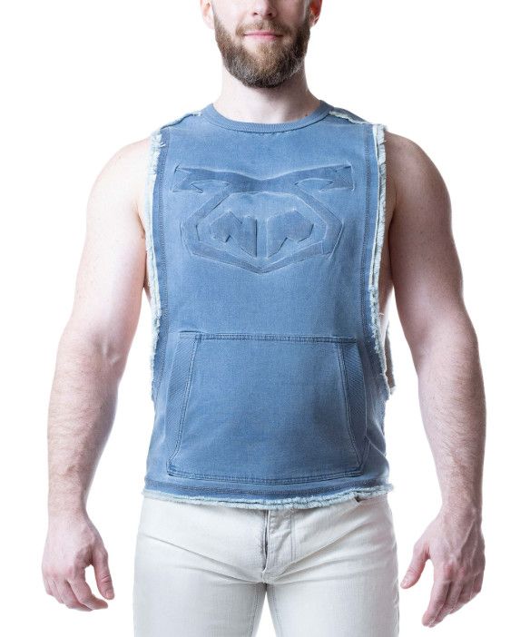 NASTY PIG EMBOSS BRANDMARK SHREDDER TANK TOP MIRAGE BLUE