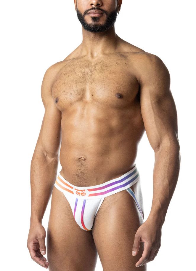 NASTY PIG AURA PRIDE JOCK STRAP WHITE/MULTI NASTY PIG AURA PRIDE JOCK STRAP WHITE/MULTI, Size: SMALL