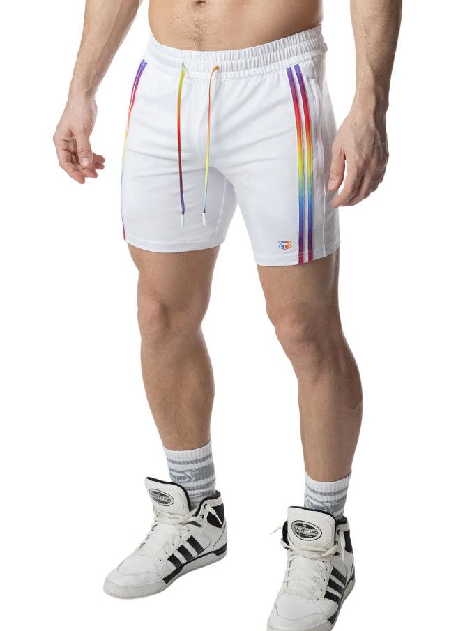 NASTY PIG AURA PRIDE RUGBY SHORT WHITE/MULTI NASTY PIG AURA PRIDE RUGBY SHORT WHITE/MULTI, Size: SMALL