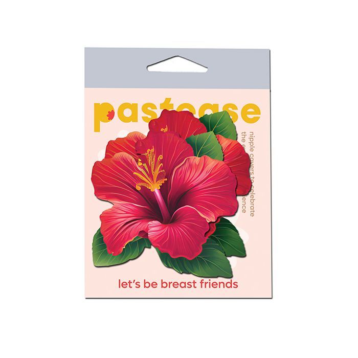 PASTEASE TROPICAL VIBRANT HAWAIIAN HIBISCUS BOTANICAL FLOWER RED PASTIES