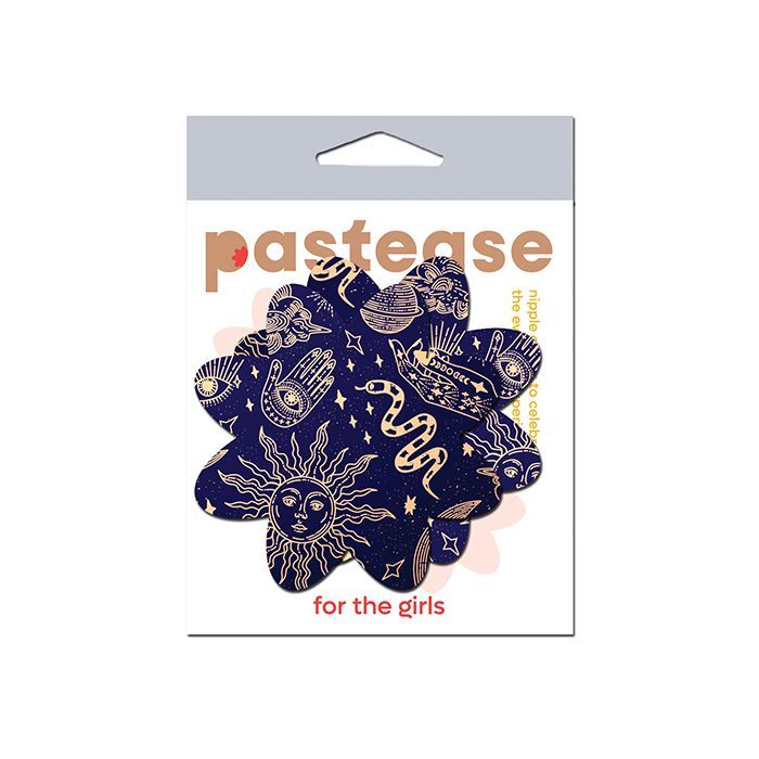 PASTEASE MIDNIGHT CELESTIAL SUN & MOON PETAL BLACK/WHITE PASTIES PASTEASE MIDNIGHT CELESTIAL SUN & MOON PETAL BLACK/WHITE PASTIES