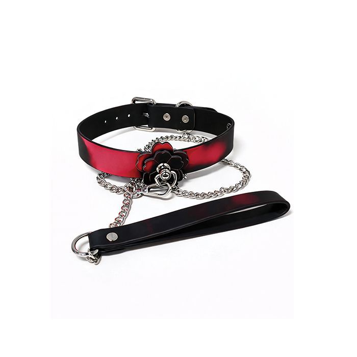 HEAT TEASE FLOWER COLLAR HEAT SENSITIVE COLOR CHANGE COLLAR BLACK/PINK