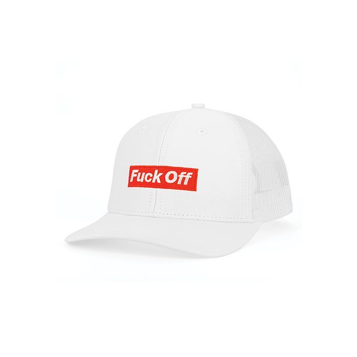 WOOD ROCKET FUCK OFF TRUCKER HAT WHITE WOOD ROCKET FUCK OFF TRUCKER HAT WHITE