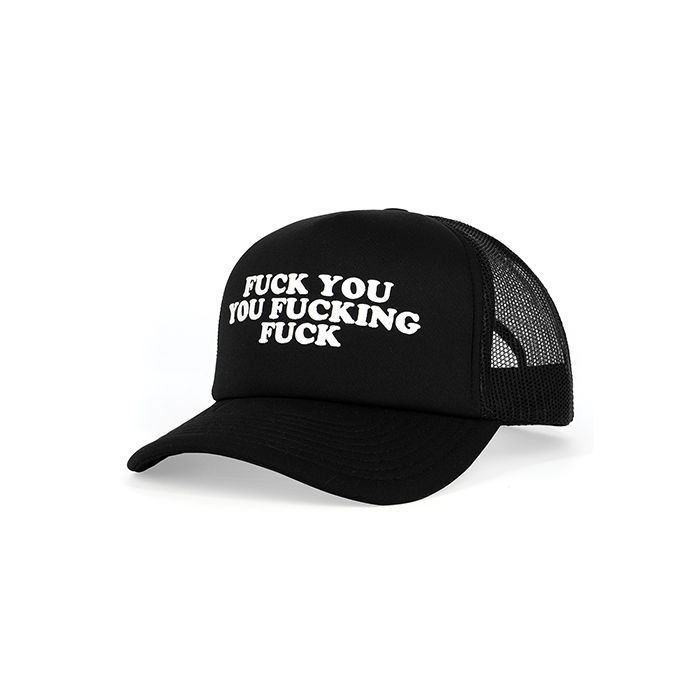 WOOD ROCKET FUCK YOU YOU FUCKING FUCK TRUCKER HAT BLACK