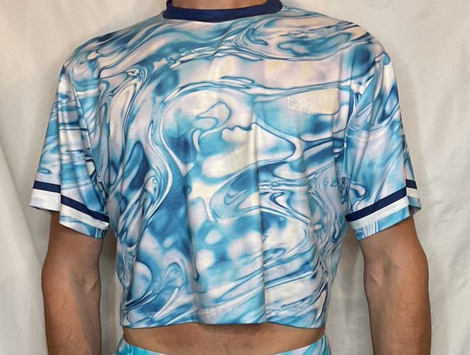 CHRIS TURK CROP TOP WATERMARBLE BLUE