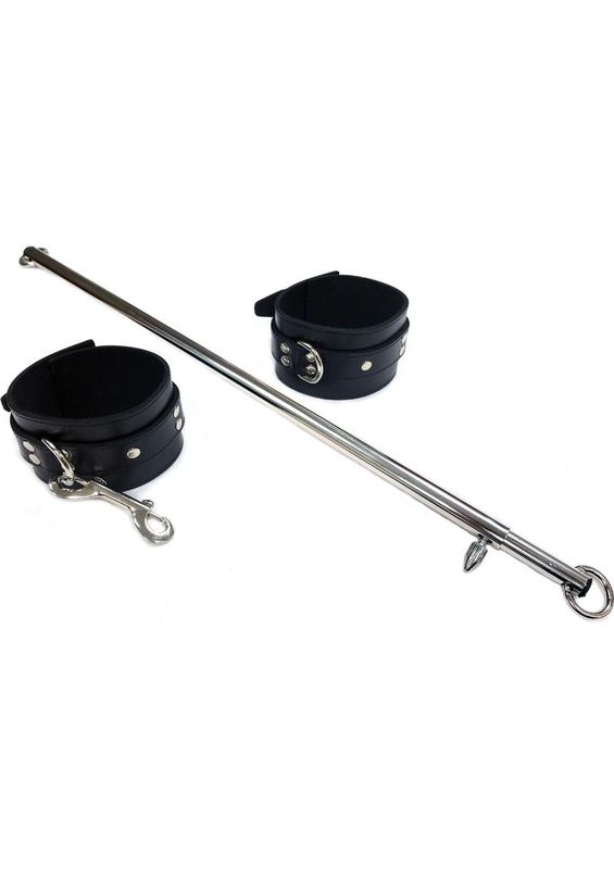 ROUGE ADJUSTABLE SPREADER BAR WITH BLACK LEATHER CUFFS