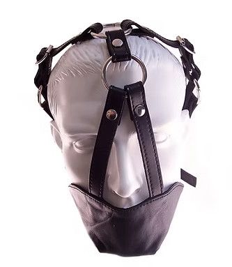 ROUGE LEATHER ADJUSTABLE MOUTH CHIN GAG BLACK