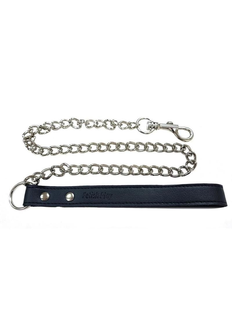 FETISH PLAY VEGAN LEATHER & CHAIN LEAD FETISH PLAY VEGAN LEATHER & CHAIN LEAD, Color: BLACK