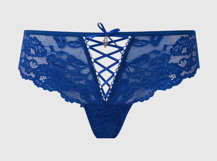 BELLA LACE UP FRONT LACE TANGA COBALT BLUE