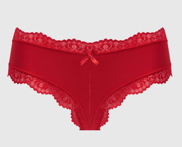 VERA MICRO & LACE TRIM G-STRING HAUTE RED, Size: SMALL