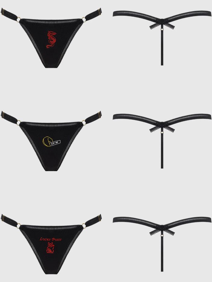 DRAGON STRETCH COTTON G-STRING 3 PACK, Size: S/M