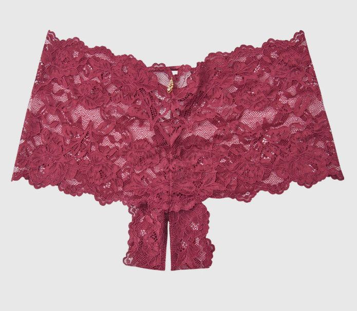 BELLA LACE CROTCHLESS CHEEKY RHODODENDRON, Size: SMALL