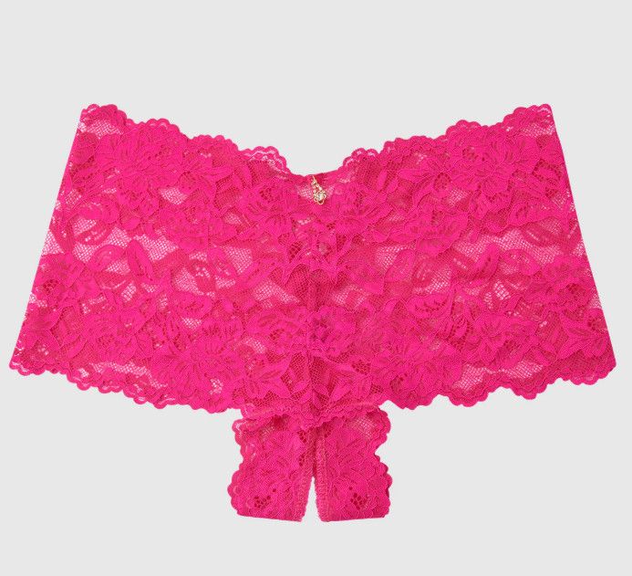 BELLA LACE CROTCHLESS CHEEKY PINK DRAGON, Size: SMALL