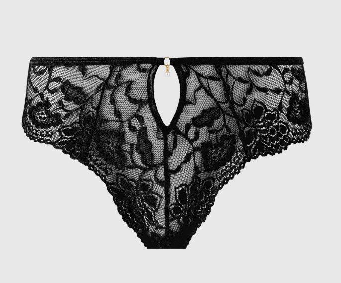 GIGI STRETCH LACE KEYHOLE TANGA BLACK, Size: SMALL