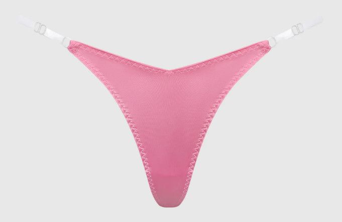 KRYSTAL CLEAR SIDE SLIDER THONG BUBBLEGUM PINK, Size: S/M