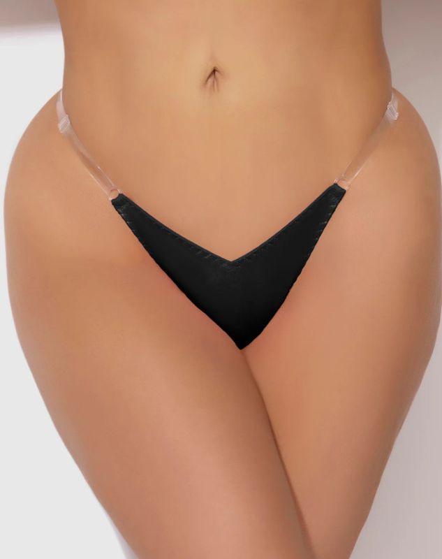 KRYSTAL CLEAR SIDE SLIDER THONG BLACK