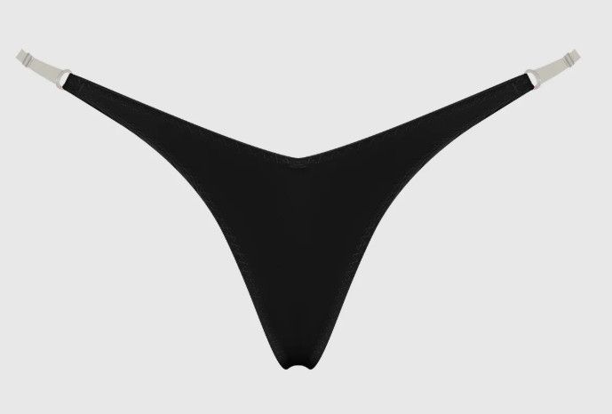 KRYSTAL CLEAR SIDE SLIDER THONG BLACK KRYSTAL CLEAR SIDE SLIDER THONG BLACK, Size: S/M