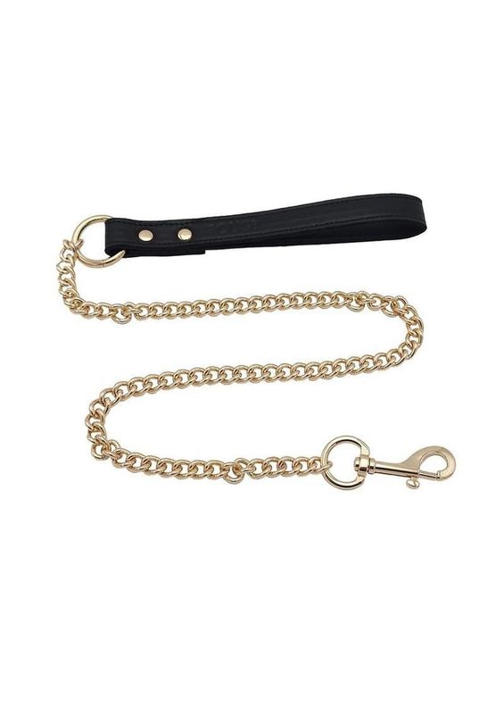 ROUGE LEATHER & CHAIN LEAD BLACK WITH GOLD COLOR ACCESSORIES