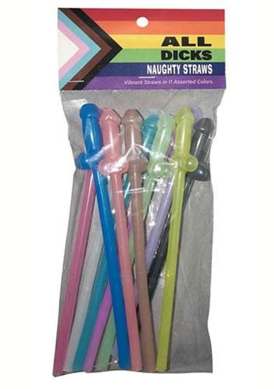ALL DICKS NAUGHTY STRAWS 11 PACK RAINBOW