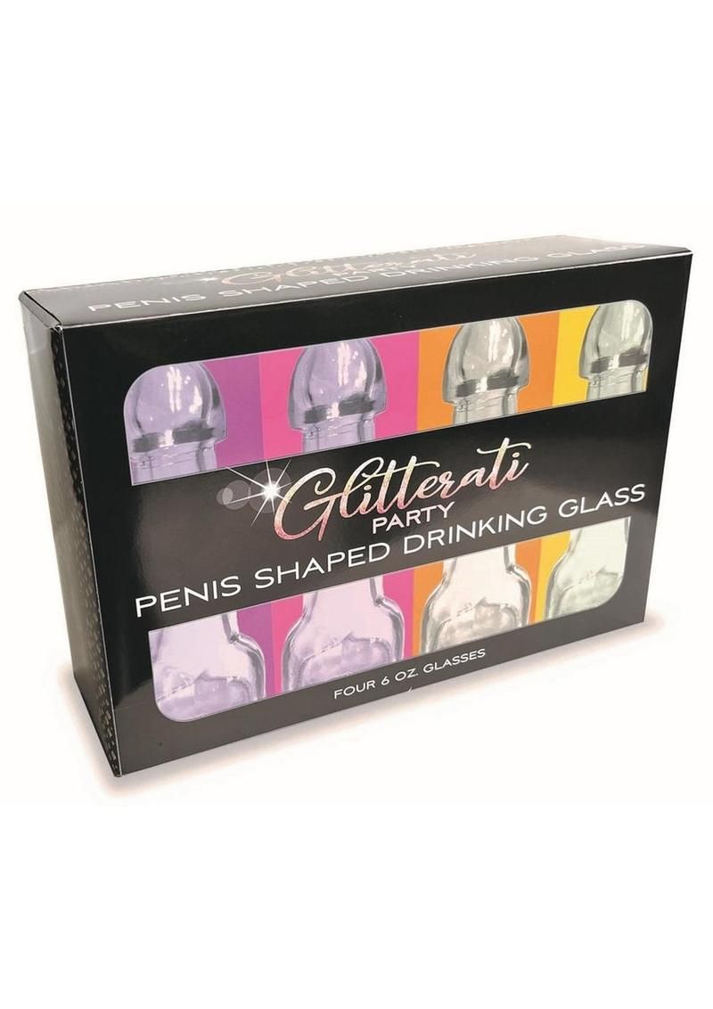 GLITTERATI PENIS DRINKING GLASS 6oz 4 pack