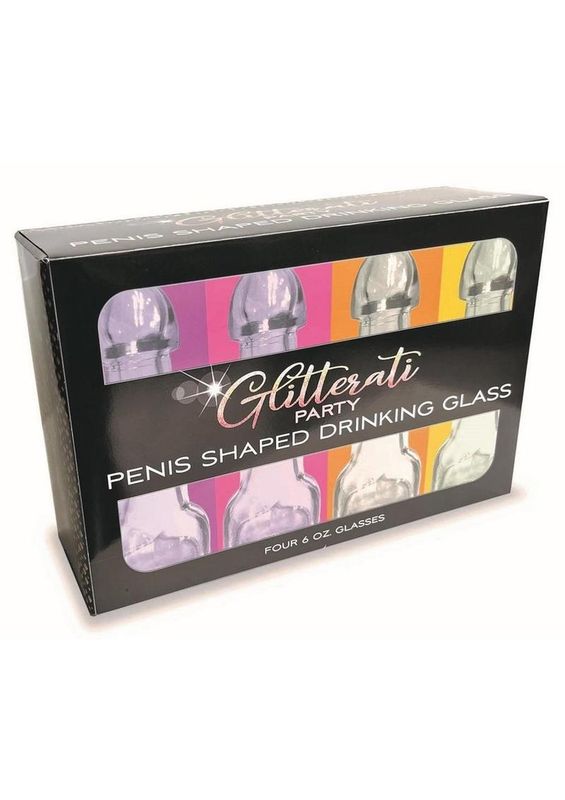 GLITTERATI PENIS DRINKING GLASS 6oz 4 pack