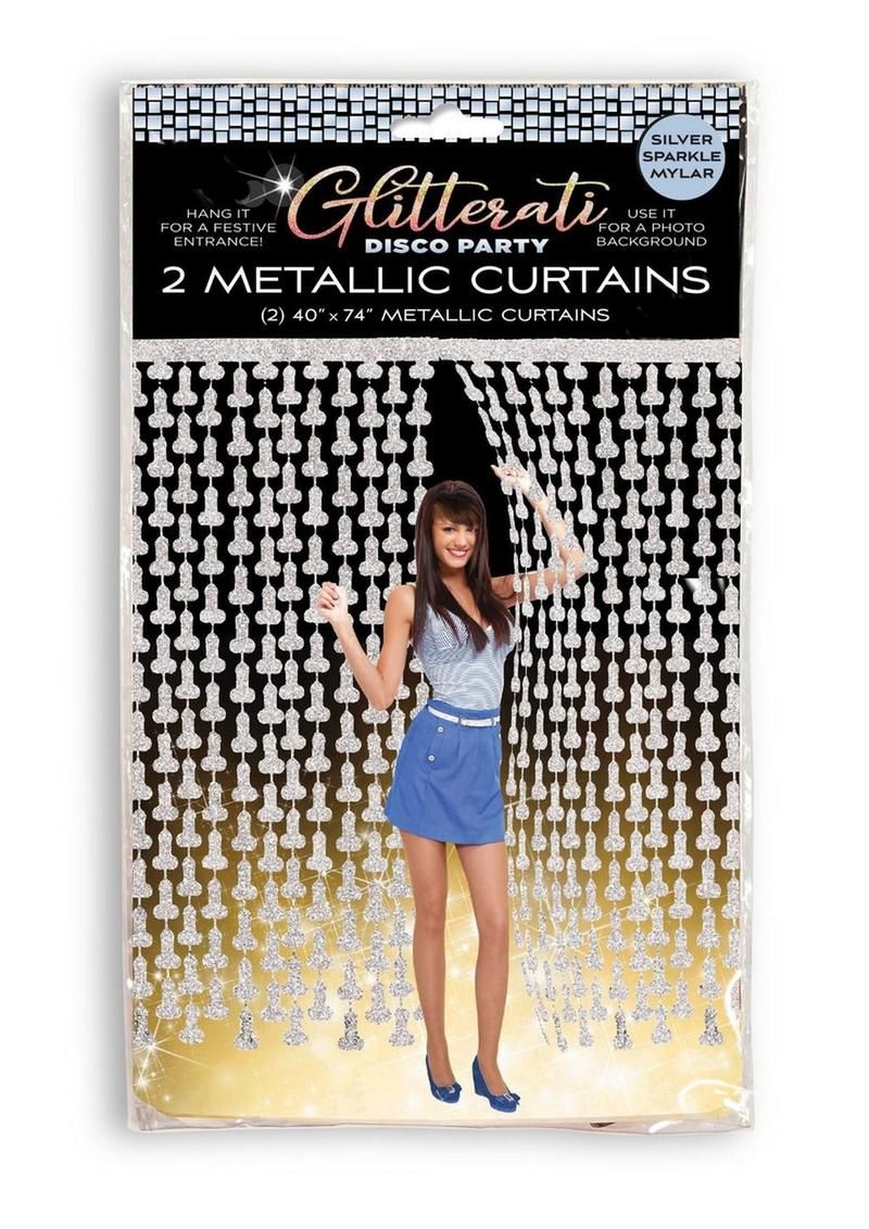 GLITTERATI DISCO PENIS CURTAINS 2 PANELS