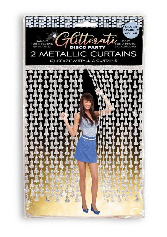GLITTERATI DISCO PENIS CURTAINS 2 PANELS